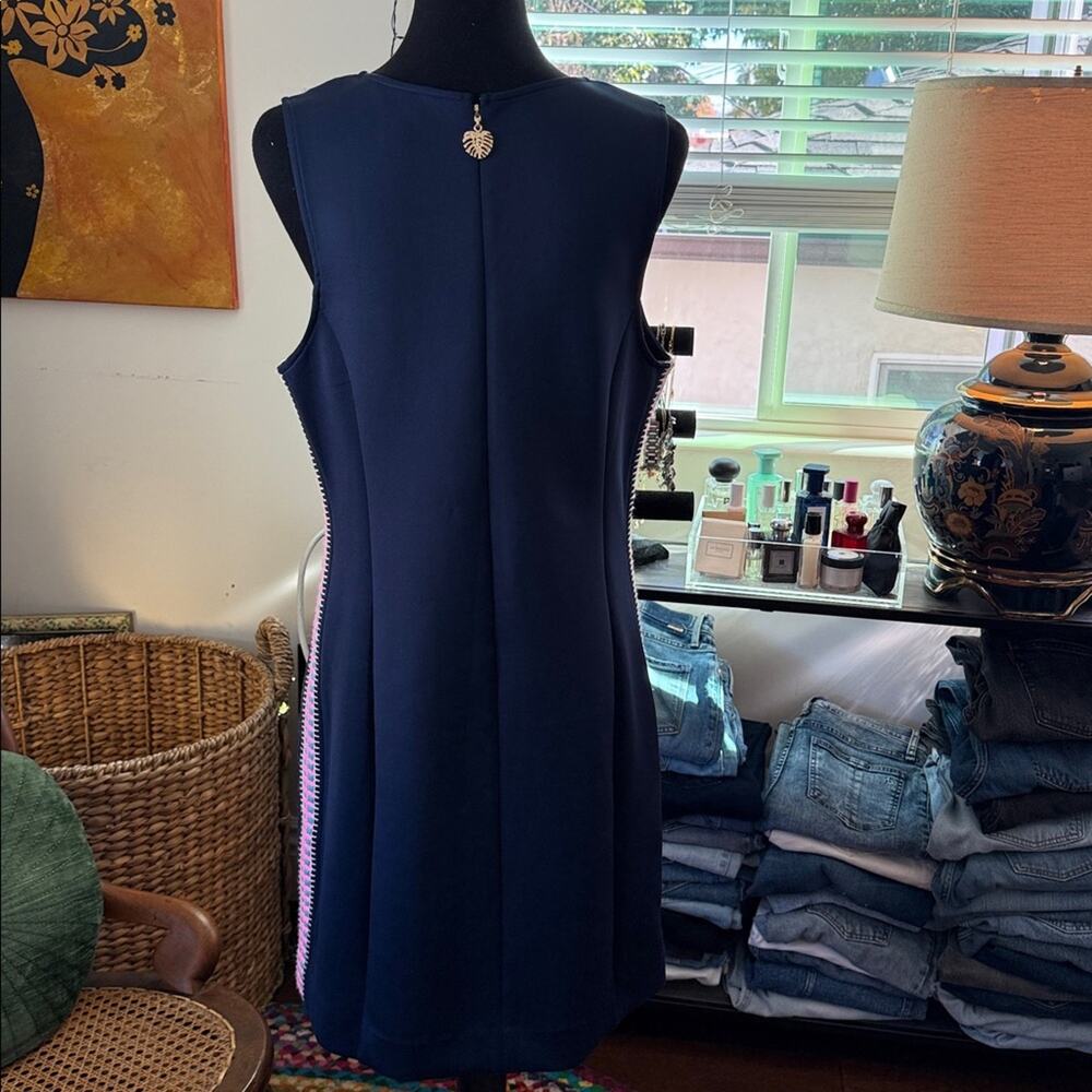 Lilly Pulitzer True Navy Mila Neoprene Scuba Classic Shift Dress - Picture 2 of 5